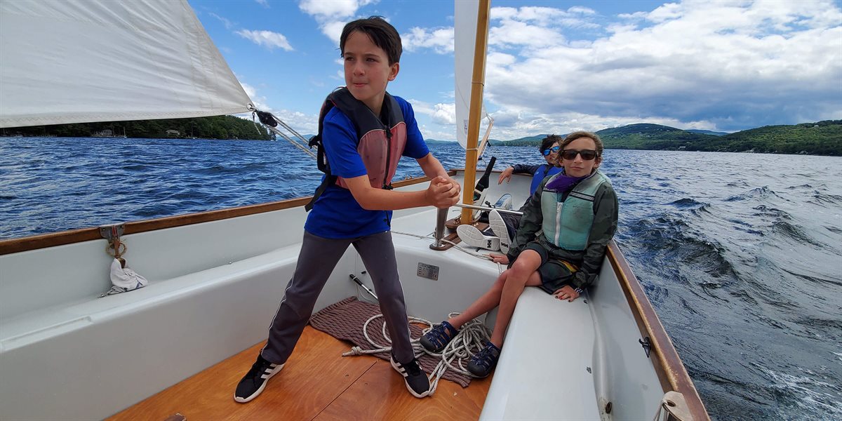 Boys sailing on Lake Winnipesaukee
